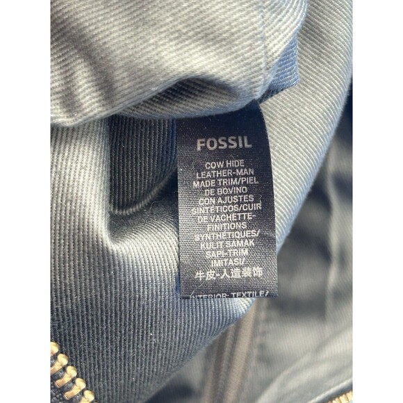 Fossil Leather Crossbody Shoulder Bag Purse Black White Brown Colorblock Boho - Picture 6 of 7